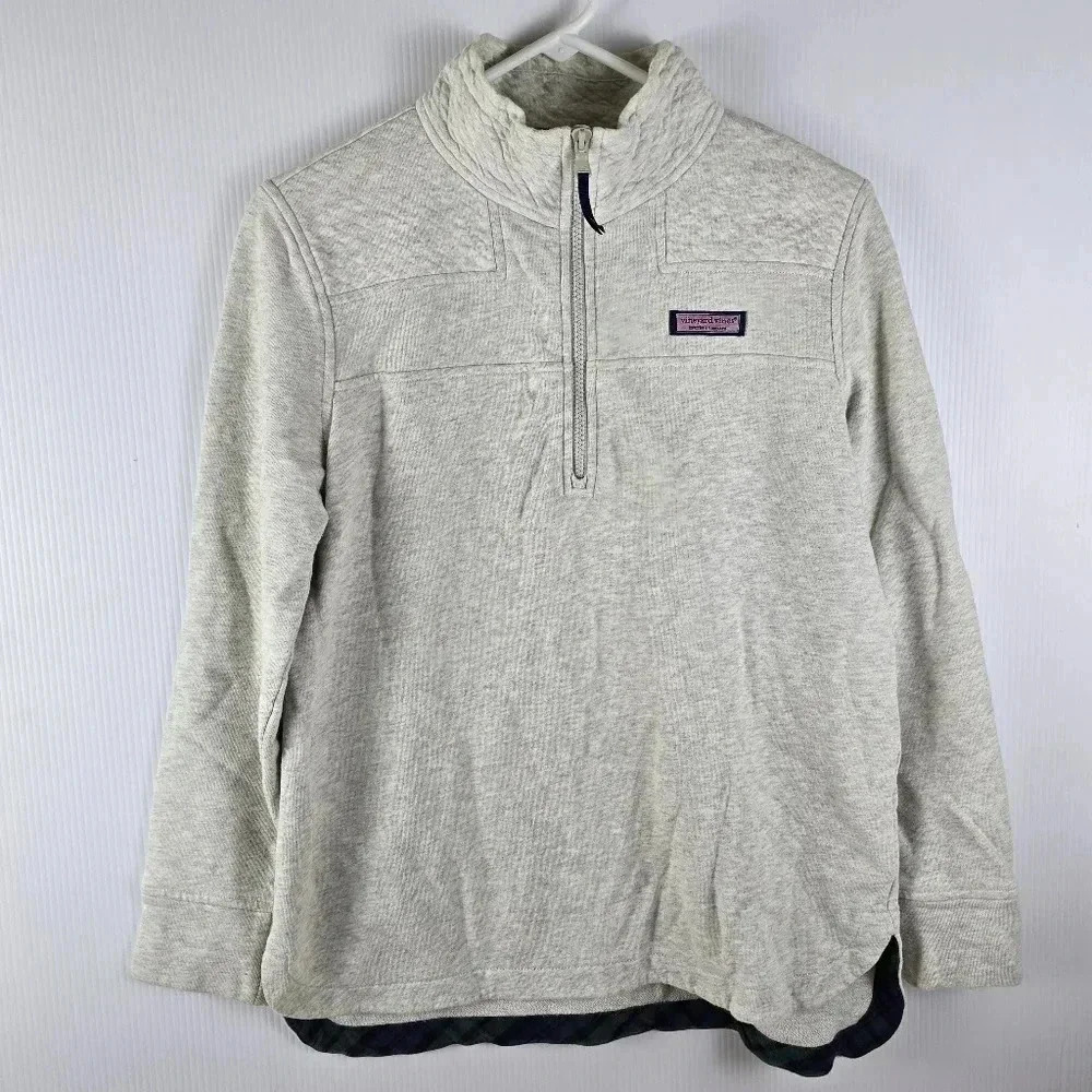 NWOT Vineyard Vines Women's 1/4 Zip Relaxed Fit Grey Pullover Sweatshirt Size XS